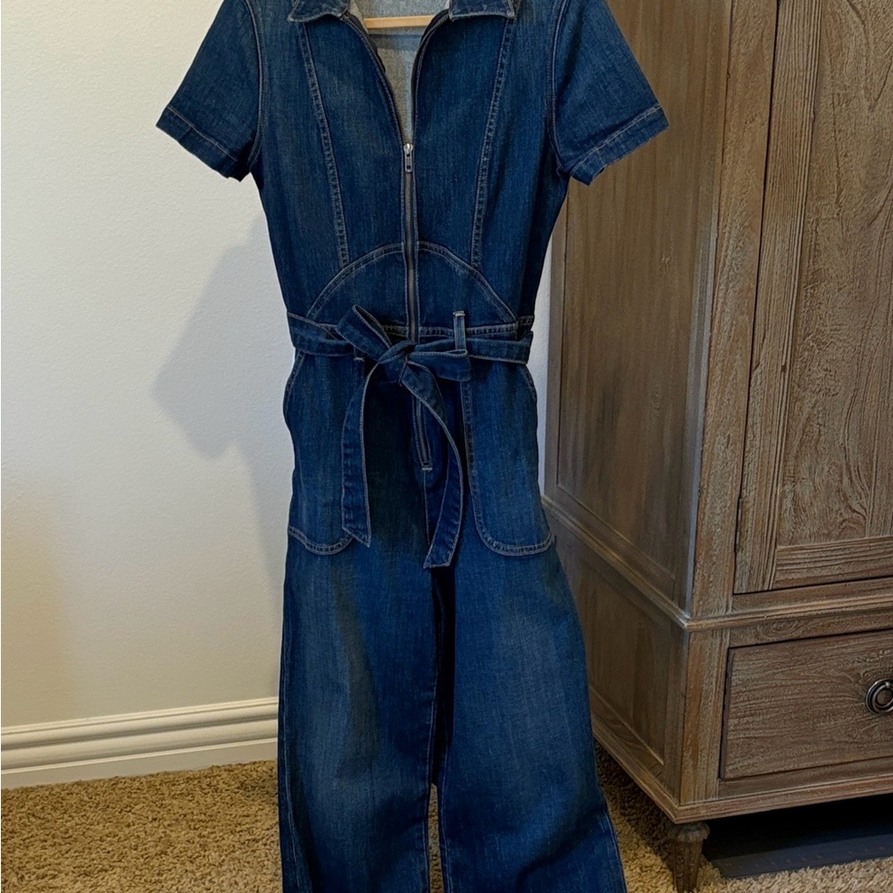 Denim Jumpsuit with Belt